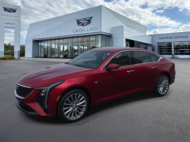 2026 Cadillac CT5 Premium Luxury in Radiant Red Tintcoat — front three-quarter view