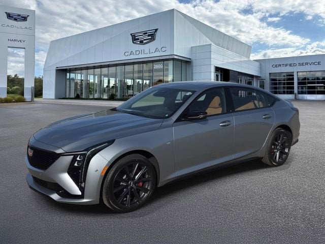 2026 Cadillac CT5 Sport in Argent Silver Metallic — front three-quarter view