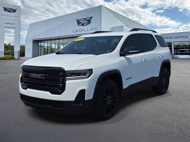 2023 GMC Acadia SLT in Summit White — front three-quarter view