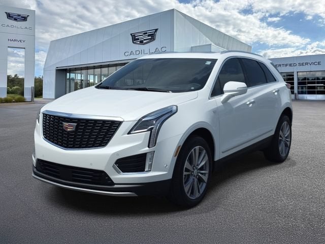 2026 Cadillac XT5 Premium Luxury in Crystal White Tricoat — front three-quarter view