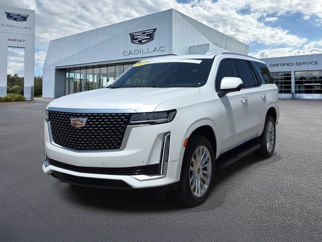 2023 Cadillac Escalade Premium Luxury in Crystal White Tricoat — front three-quarter view