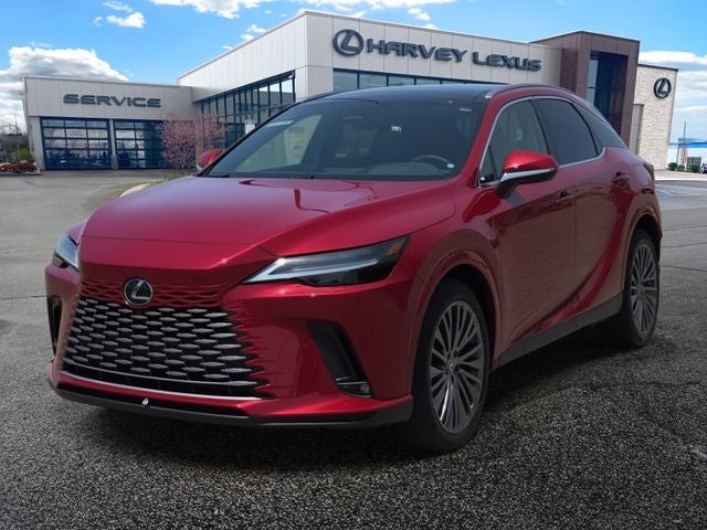 2025 Lexus RX 350 Luxury in Matador Red Mica — front three-quarter view