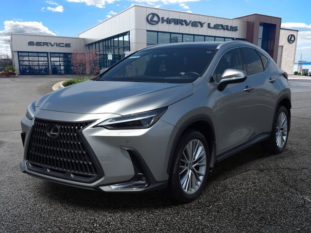 2023 Lexus NX 350 Luxury in Atomic Silver — front three-quarter view