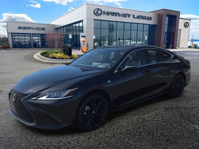 2025 Lexus ES 350 F Sport in Caviar — front three-quarter view