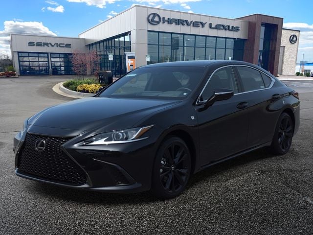 2025 Lexus ES 350 F Sport in Caviar — front three-quarter view