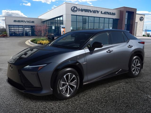 2023 Lexus RZ 450e Premium in Cloudburst Gray/Black — front three-quarter view